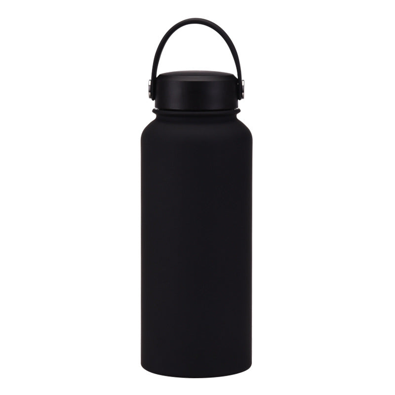 Black Insulated Stainless Steel Bottle with Carry Loop, 1 L