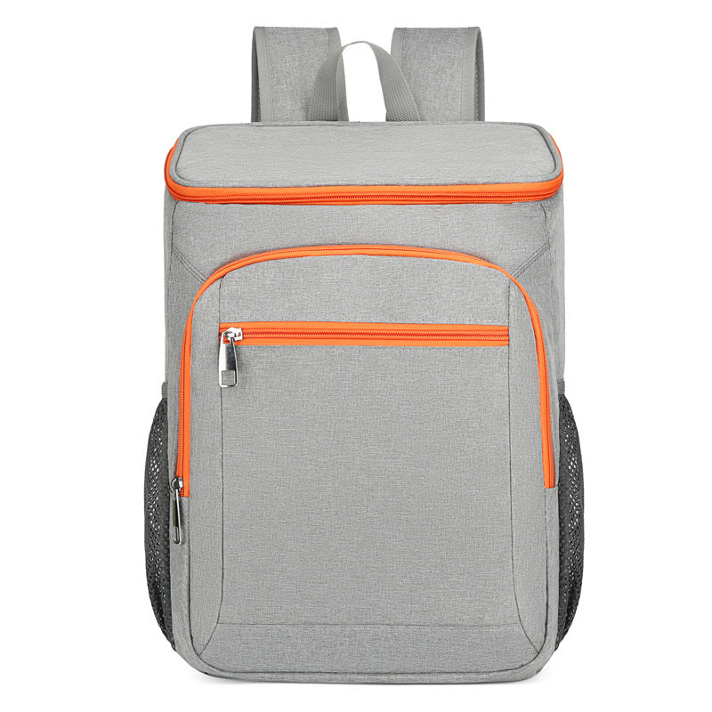 Gray Insulated Picnic Backpack with Orange Trim