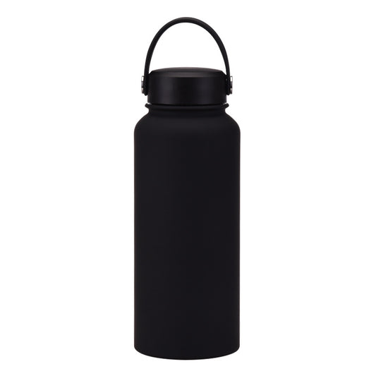 Black Insulated Stainless Steel Bottle with Carry Loop, 1 L
